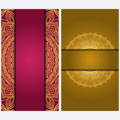 Vintage Invitation card with Mandala pattern. The front and rear side. Beautiful Ornament. Vector illustration.