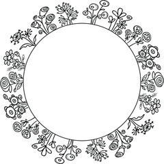 vector drawing flowers border frame set