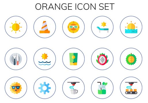 Modern Simple Set of orange Vector flat Icons