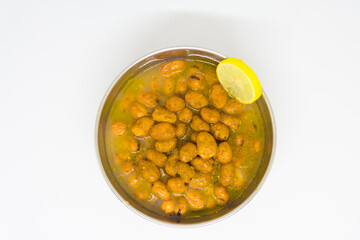 Egyptian Traditional Breakfast Dish of Beans isolated on white background