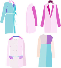 Set of fashion modern coats