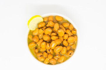 Egyptian Traditional Breakfast Dish of Beans isolated on white background