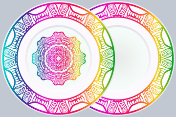 Set of two Decorative Ornament With Mandala and round frame. Home Decor Background. Illustration. For Coloring Book, Greeting Card, Invitation, Tattoo. Anti-Stress Therapy Pattern. Vector