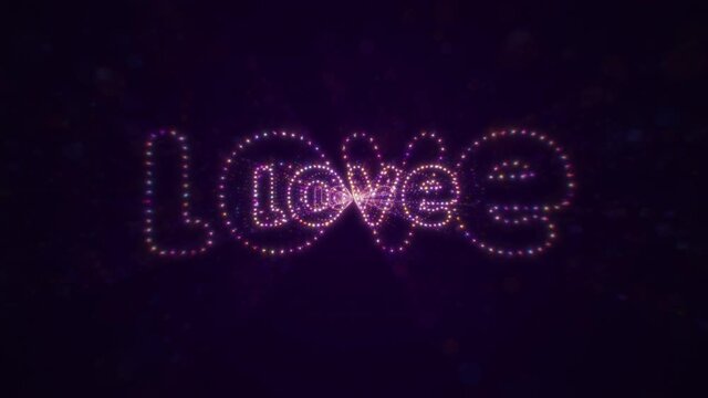 Colorful LOVE Shaped Particle Tunnel Background Loop