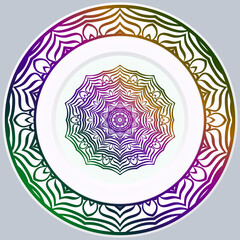 decorative round border and mandala ornament. Vector illustration.