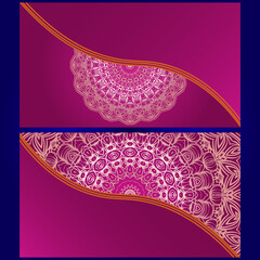 Invitation or Card template with floral mandala pattern. The front and rear side. Vector