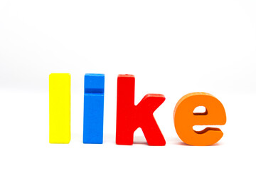 Children Alphabet wooden Blocks spelling the word like