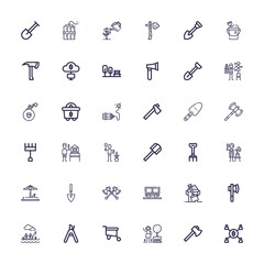 Editable 36 shovel icons for web and mobile