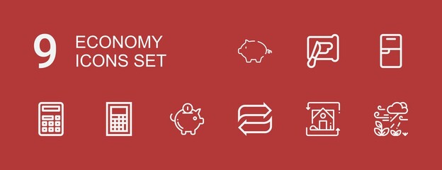 Editable 9 economy icons for web and mobile