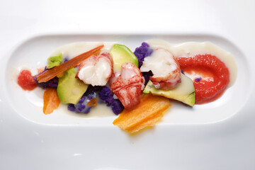 Lobster with sauce and vegetables