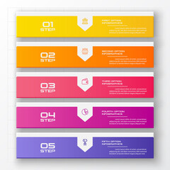 Business infographics template 5 steps rectangle,Vector illustration.