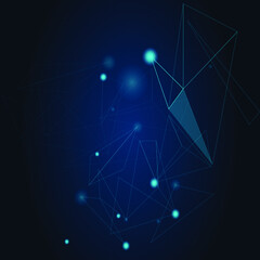 Abstract polygonal space low poly dark background with connecting dots and lines. Connection structure. Science, 5G, wireless concept. Futuristic polygonal background. Triangular. Wallpaper. Business