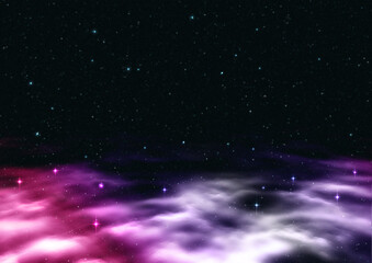 星空と星雲（ピンク）