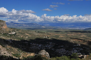 Andalusian landscape, olive- and almond-trees, near Moclín, Montes de Granada, Spain