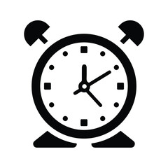 Table clock, alarm, time management black icon