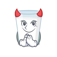 Glass of milk clothed as devil cartoon character design concept