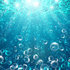 bubbles in the blue water