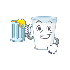 A cartoon concept of glass of milk with a glass of beer