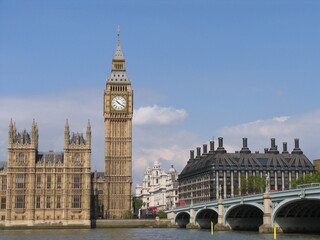 Obraz premium Londyn, Wielka Brytania, pałac Westminster i Big Ben, wieża zegarowa