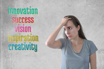 Marketing concept and frustrated angry woman pulling hair out