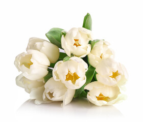 Naklejka na ściany i meble Nice white spring tulips bouquet