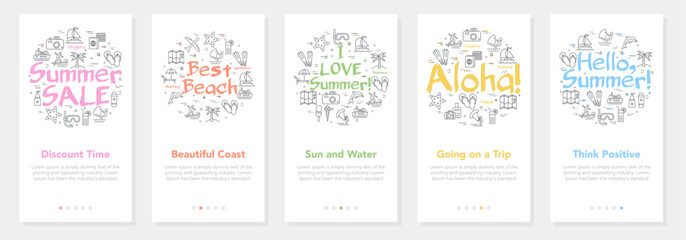Vertical vector summer five banners - summer sale and best beach