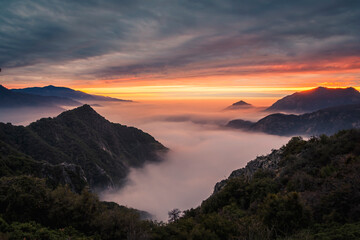 sea of clouds during sunset