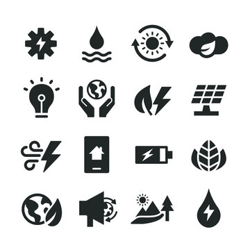 Environmental Conservation Icons - Illustration - Editable Vector Graphic