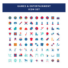 set of game and entertainment icon with flat style design vector