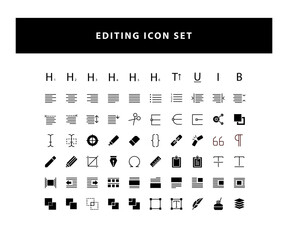 set of Editing Design icon with glyph style design vector