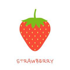 Strawberry isolated on a white background. Raw and vegetarian food. Vector illustration.