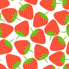 Strawberry on a white background. Seamless pattern. Vector illustration.
