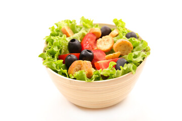 bowl of fresh vegetable salad isolated on white background