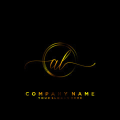 AL Initial handwriting logo vector