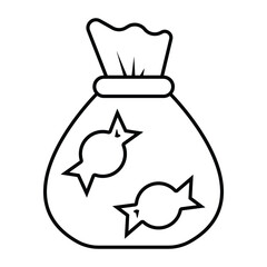 sweet candies bag vector icon