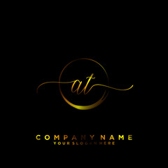 AT Initial handwriting logo vector