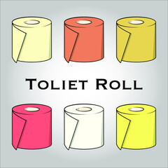 Toliet Paper (toliet paper roll) flat icon vector. Isolated objects. Vector illustration. Simple vector for Graphic design. Hygienic Concept. 