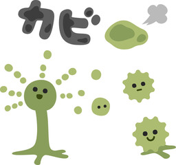 胞子を飛ばすかわいいカビのキャラクター