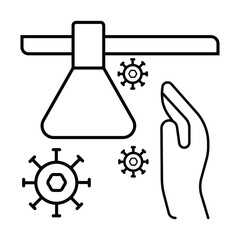 Hand holding Handrail with coronavirus
