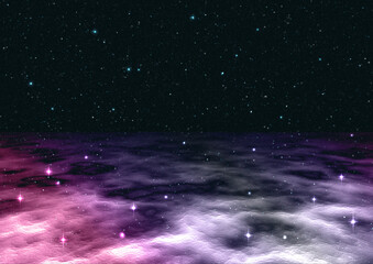 星空と星雲（ピンク）