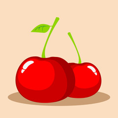 cherries fruit vector illustration. Flat illustration