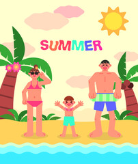 바닷가에 놀러온 가족