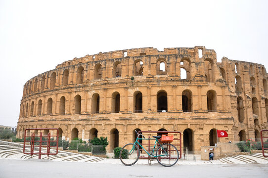 EL DJEM, TUNISIA - February 03, 2009: Photo of arena of the ancient Roman El Jem amphitheater.