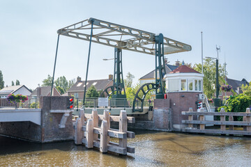Bridge over river "Old Rhine" (dutch: Oude Rijn) in the village of Koudekerk aan den Rijn, Netherlands