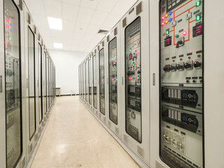 Electrical switchgear,Industrial electrical switch panel at substation in industrial zone at power...