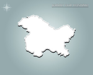 JAMMU AND KASHMIR map , indian state map black out line with paper cutting on white gradient background map of india copy space illustratuion