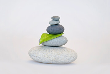 Smooth Pebble Stone Cairn On White