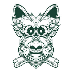 hand drawn dog head decorative artwork illustration