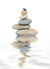 Smooth Pebble Stone Cairn On White
