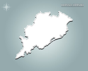 ORISSA map , indian state map black out line with paper cutting on white gradient background map of india copy space illustratuion